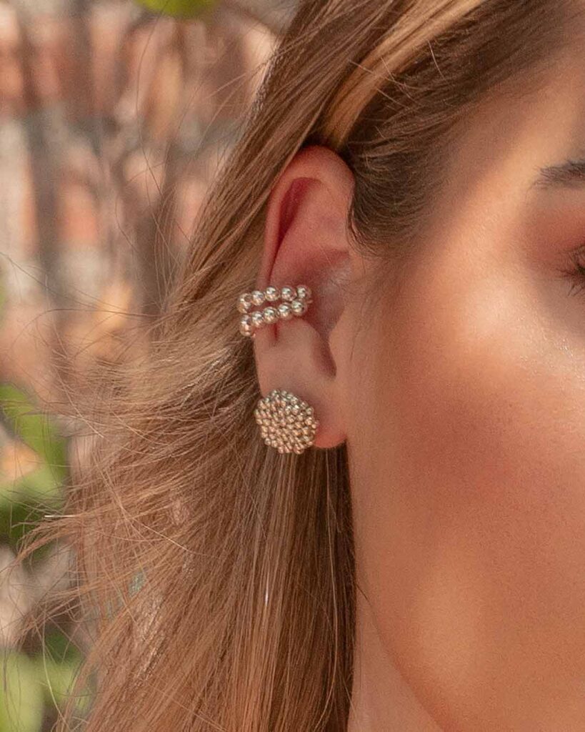 Earcuff de balines de plata x1