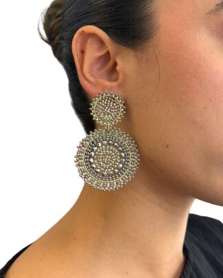 Aretes tejidos en murano plateado