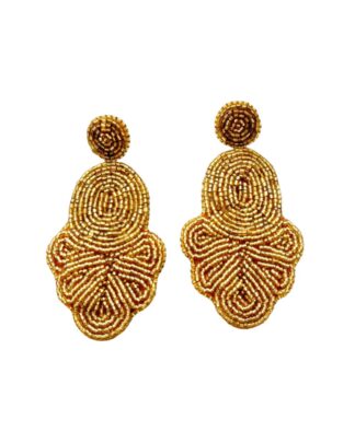 Aretes tejidos coral maxi dorados