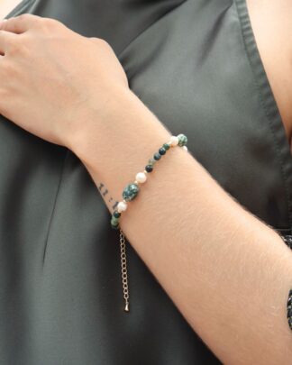 Pulsera perlas de rio piedra jade