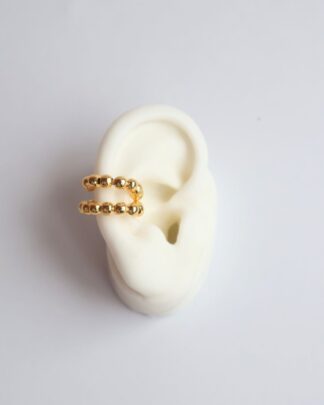 Earcuff balines dorados doble