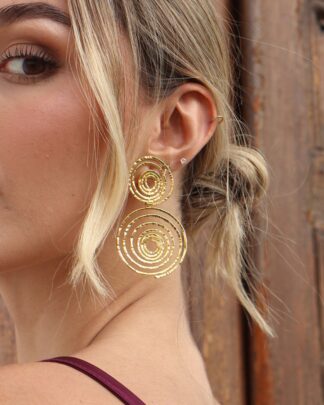 Aretes Ondas baño de Oro