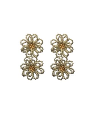 Aretes flores tejidas dobles