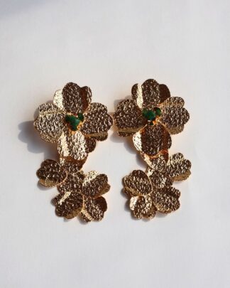 Maxi aretes flor ajustable dorados