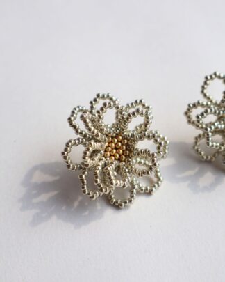 Aretes flores tejidas