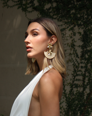 Aretes flor fibras naturales doble función