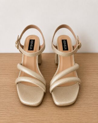 Tacones cruzados champagne mate