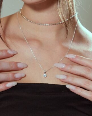 Set cristales Collar + Topos plata ley 925
